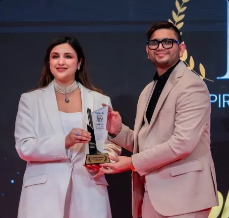 Award presentation on stage